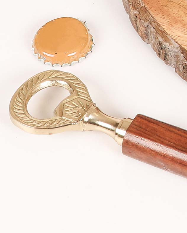 Walpole Wood Handle Brass Bottle Opener