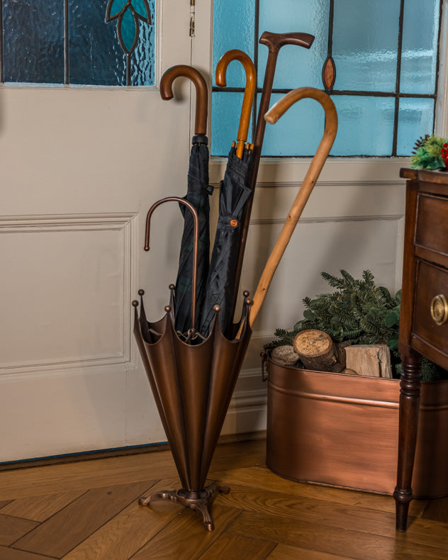 Brushed Copper Umbrella Stand Front View