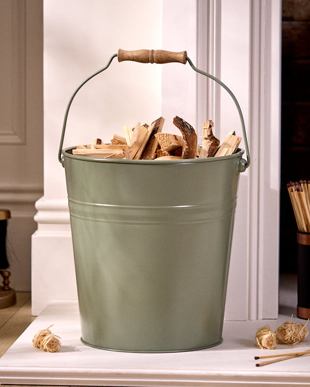 Sage Green Kindling Bucket