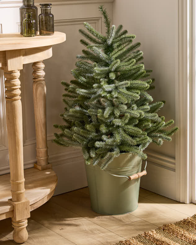 Green Christmas Tree Bucket Planter