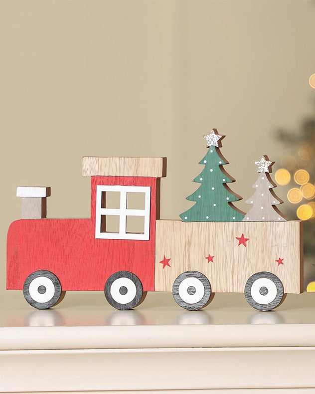 Wooden Christmas Train Decoration