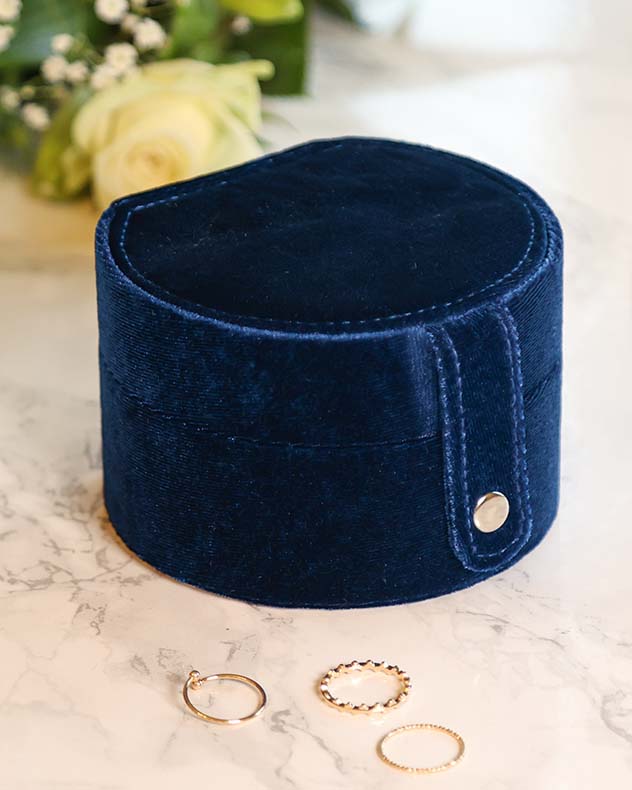 Sapphire Blue Velvet Jewellery Box