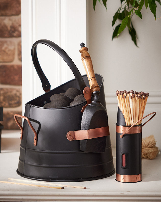 Fireside Coal Bucket and Extra Long Match Canister
