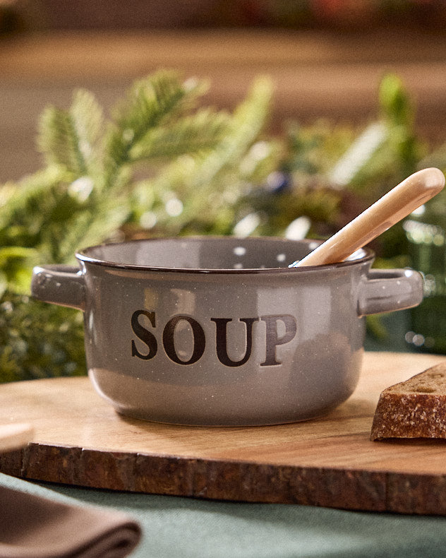 Grey Soup Bowl with Handles