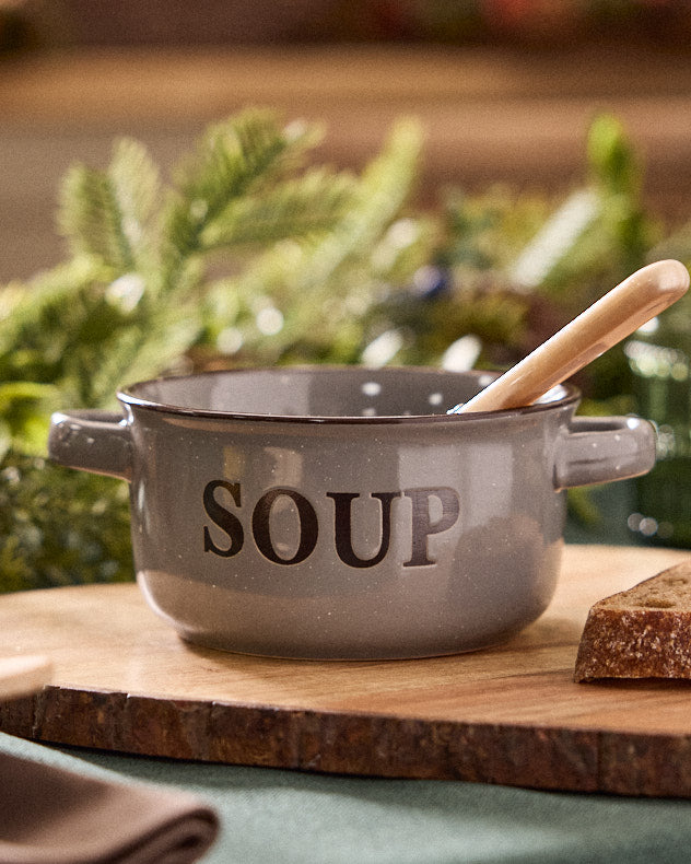 Grey Ceramic Bowls - Grey Soup Bowl with Handles