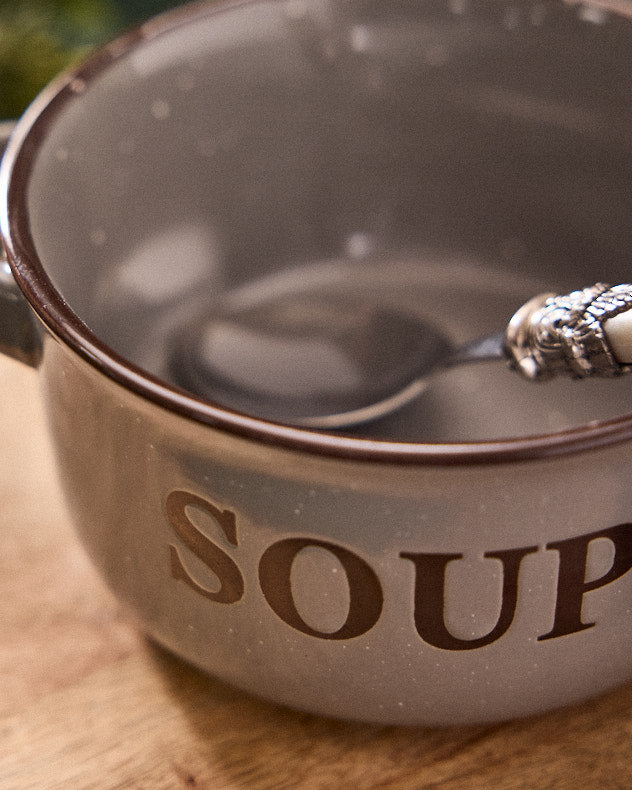 Bowls - Grey Soup Bowl with Handles
