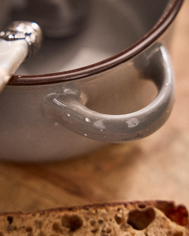 Grey Soup Bowl with Handles