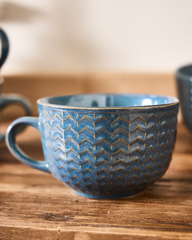 Wythe Large Blue Stoneware Mug