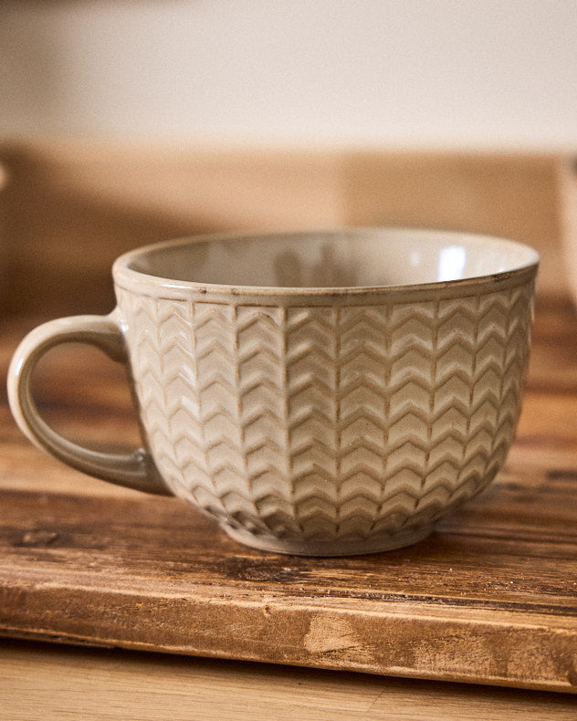 Wythe Large Beige Stoneware Mug