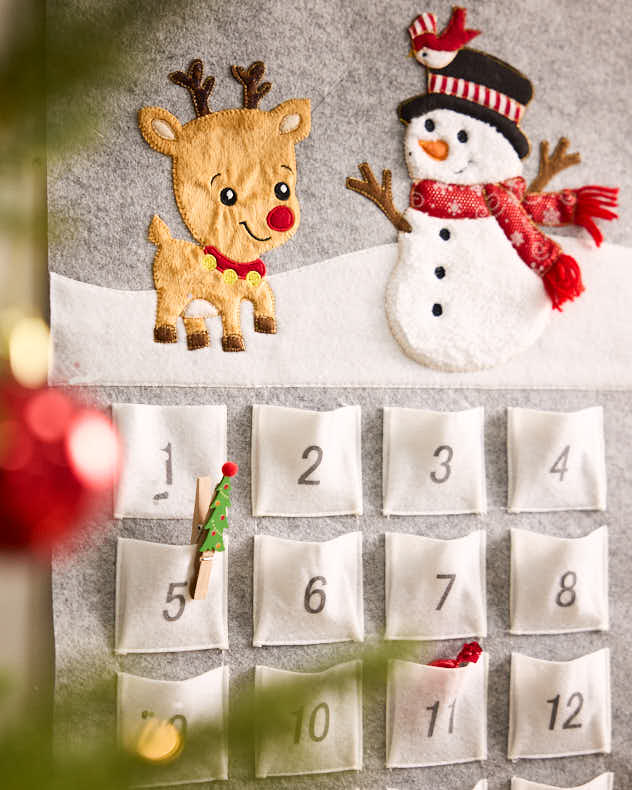 Grey Reindeer and Snowman Advent Calendar