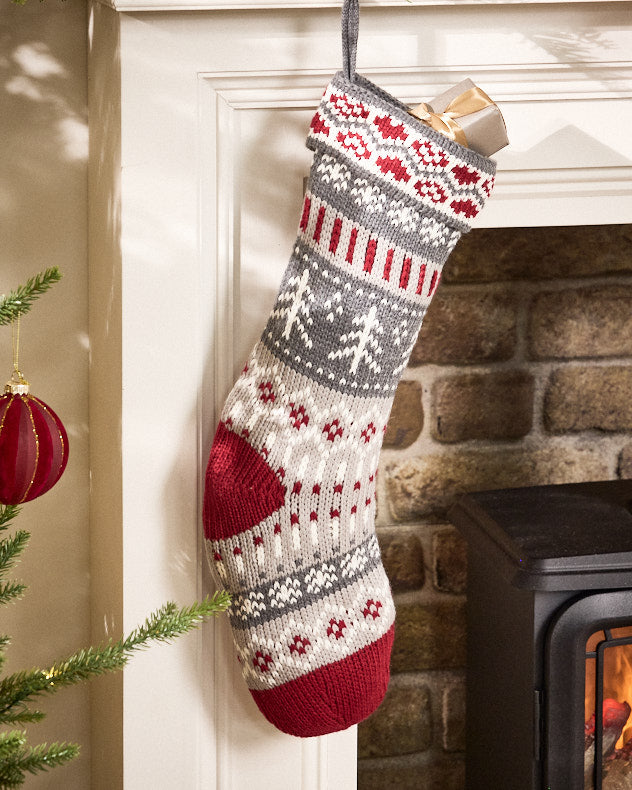 Traditional Fair Isle Knitted Stocking