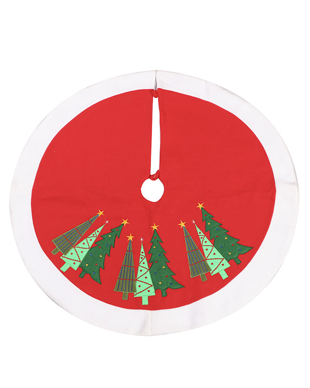 Red Embroidered Tree Skirt