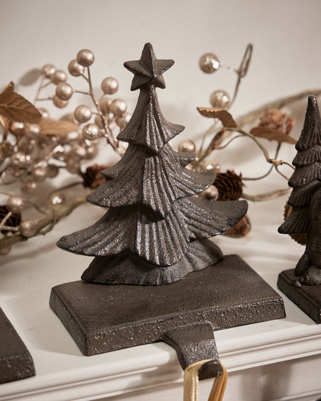 Stocking Holders Set of Two - Cast Iron Tree Christmas Stocking Holder