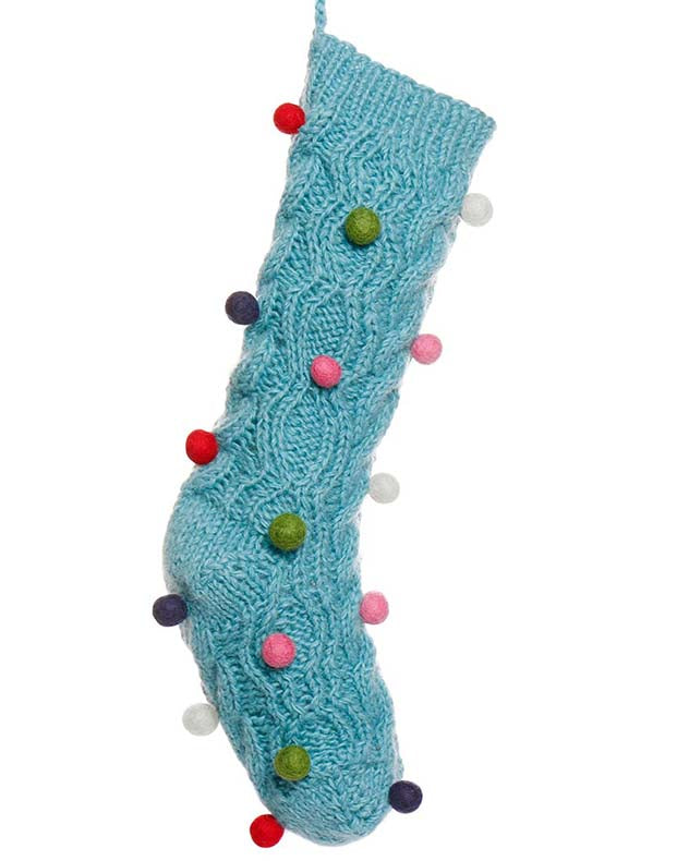 Personalised Fairtrade Blue Knitted Stocking