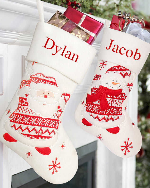 Personalised White Christmas Stockings