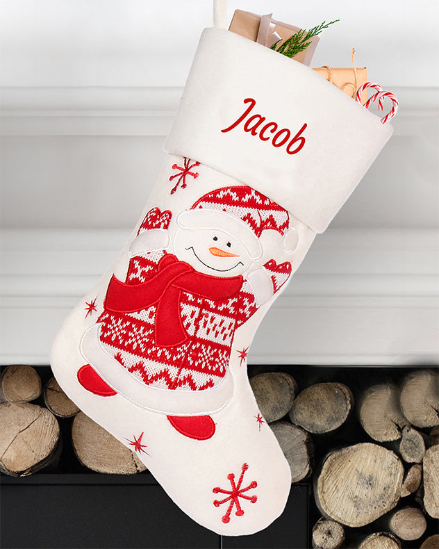 Personalised Smiling Snowman Stocking