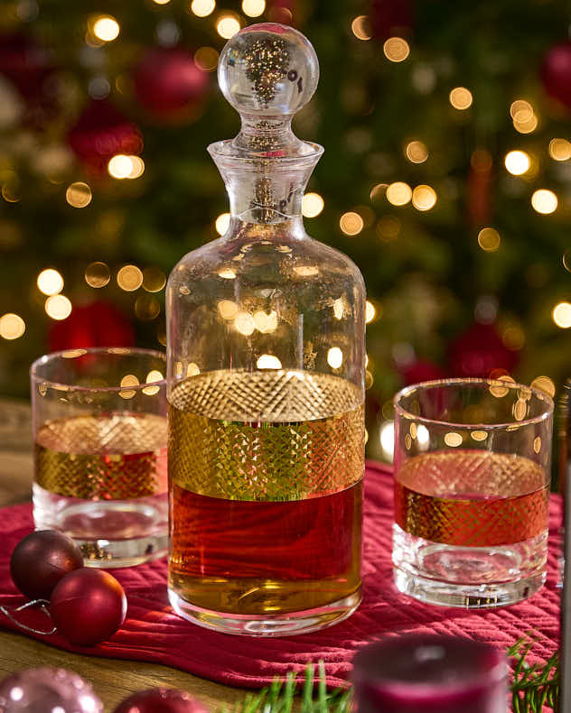 Diamond Embossed Gold Decanter