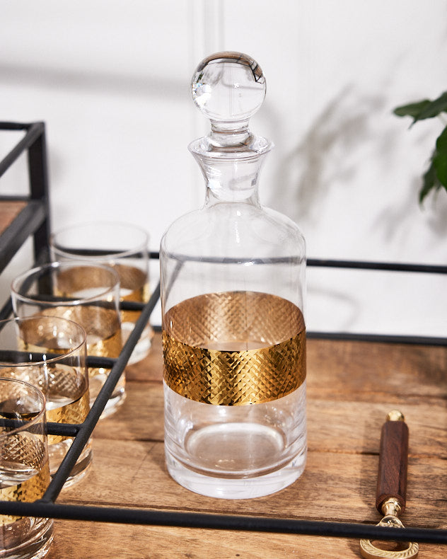 Diamond Embossed Gold Decanter