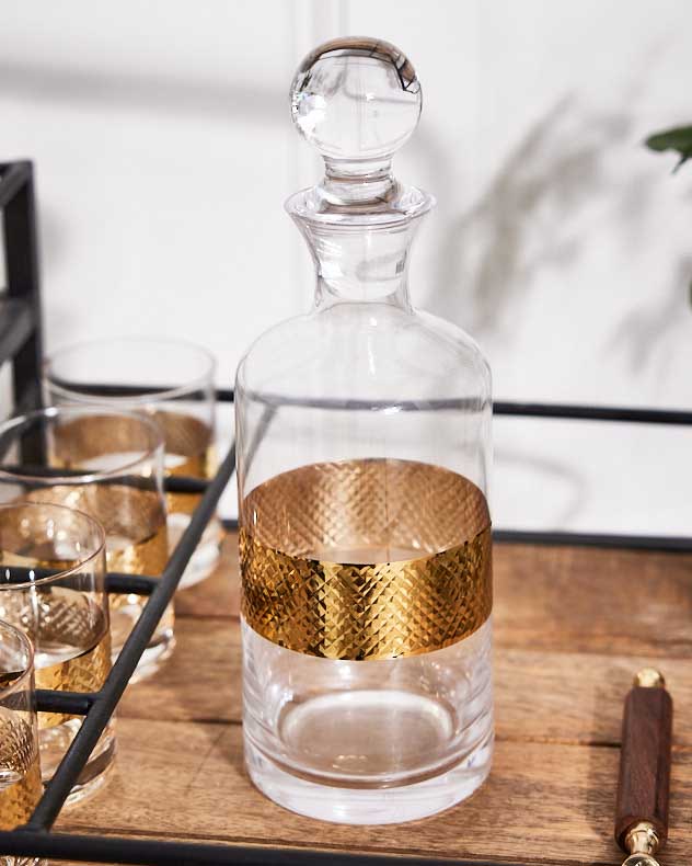 Diamond Embossed Gold Decanter