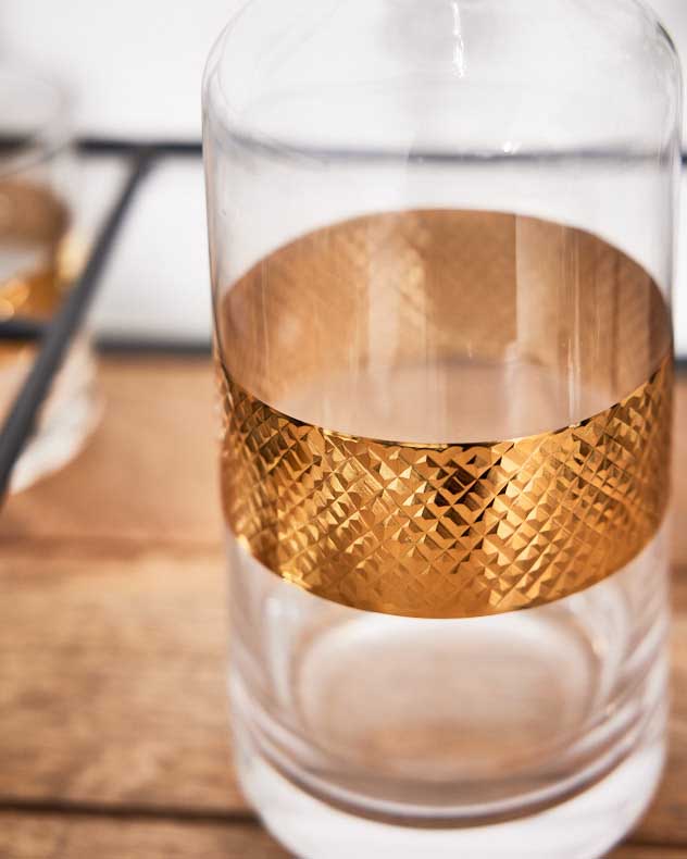 Diamond Embossed Gold Decanter