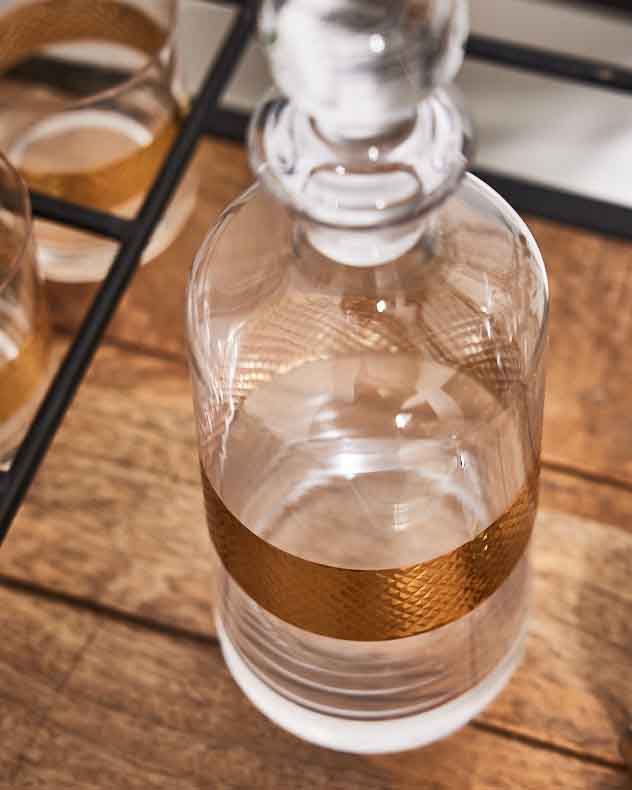 Diamond Embossed Gold Decanter