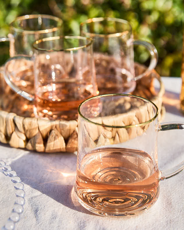 Set of 4 Gold Rimmed Glass Mugs