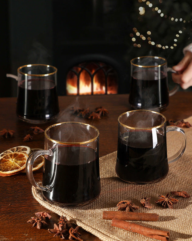 Gold Rimmed Glass Mugs