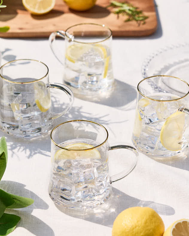 Rimmed Glass Mugs