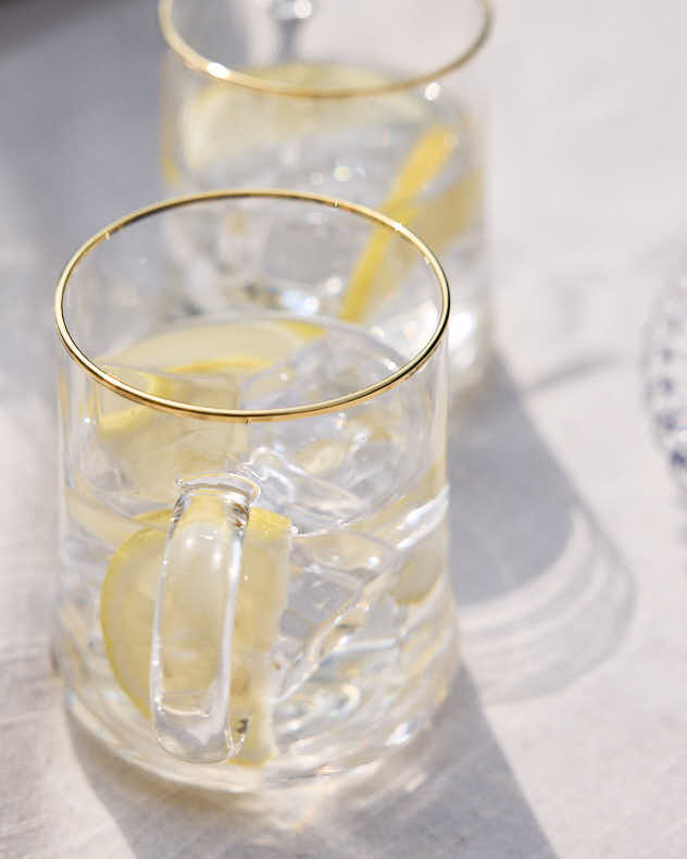 Mugs &amp; Coffee Cups Set of 8 - Gold Rimmed Glass Mugs