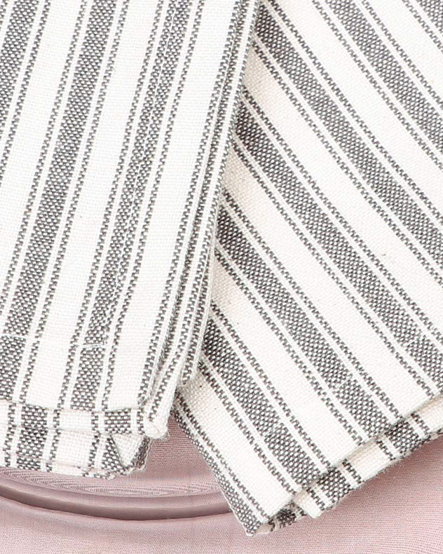 Napkins - Set of 2 Grey Stripe Fabric Napkins
