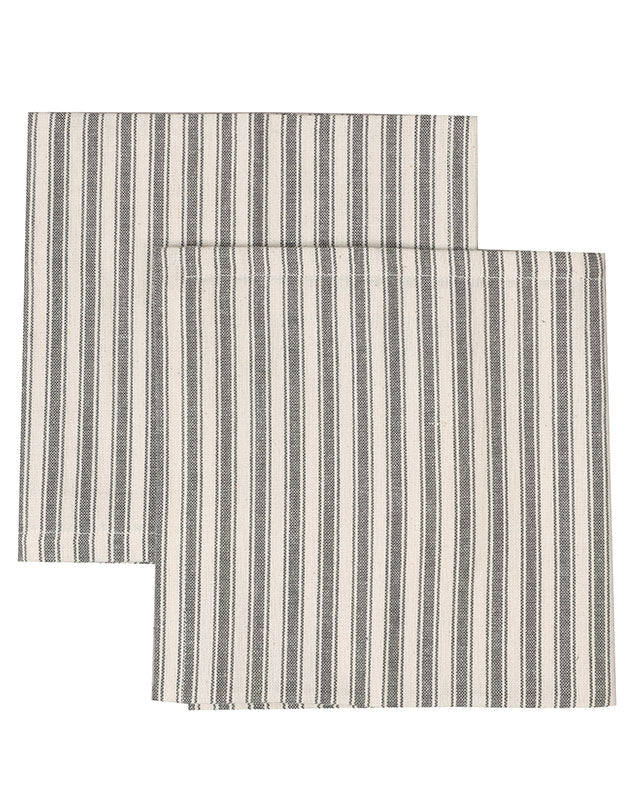 Set of 2 Grey Stripe Fabric Napkins