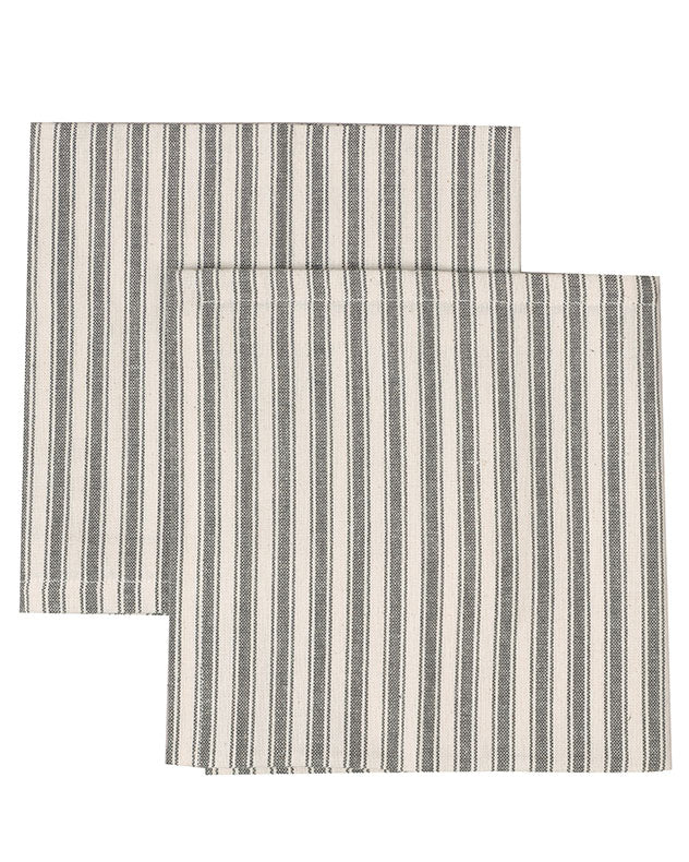 Napkins - Set of 2 Grey Stripe Fabric Napkins