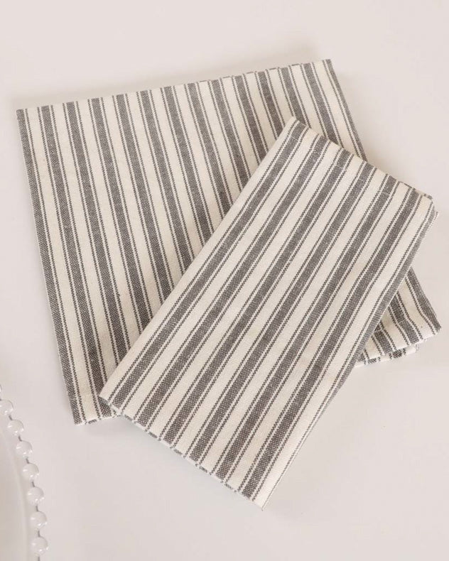 Napkins - Set of 4 Grey Stripe Fabric Napkins