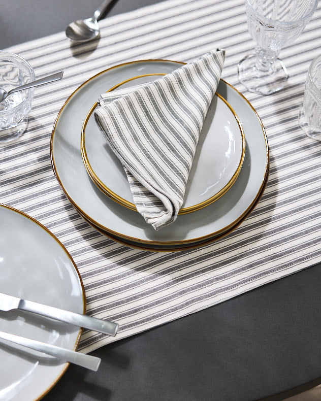 Table Runners - Grey Stripe Cotton Table Runner