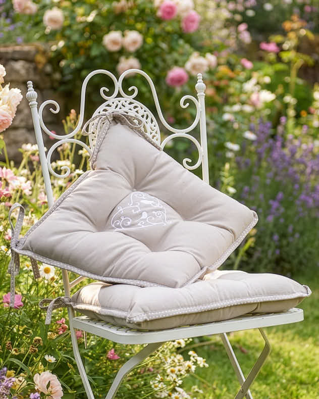 Set of 2 Love Birds Grey Seat Pads