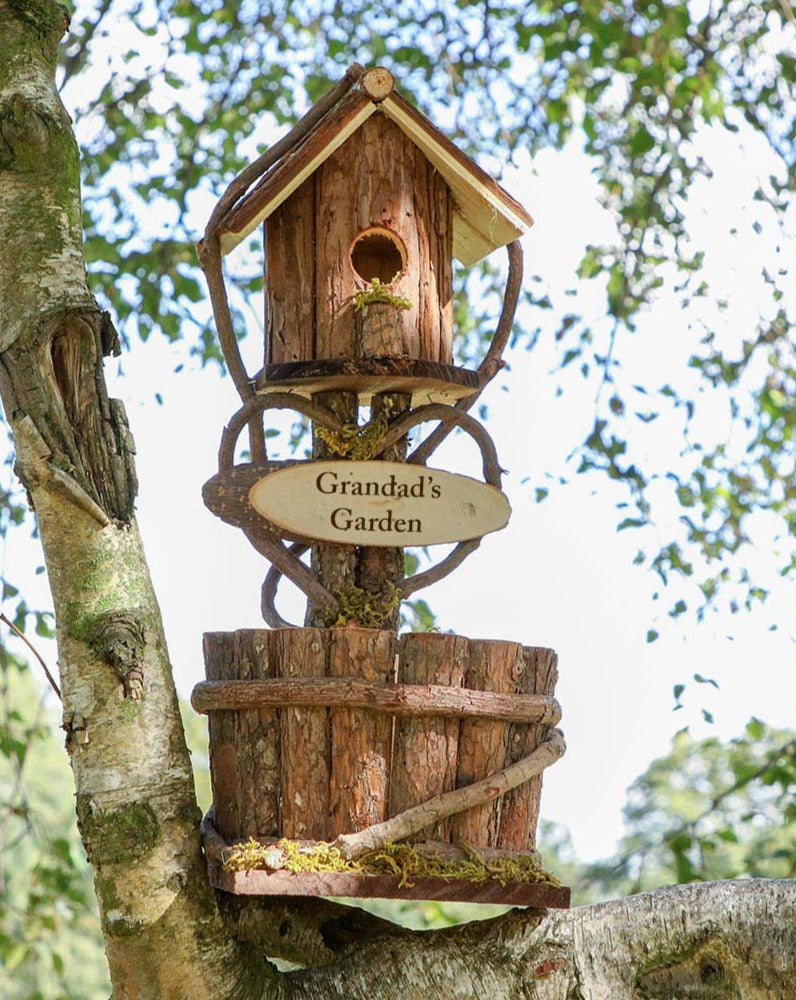 Personalised Wooden Plant Pot Bird House