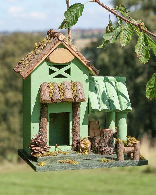 Green Wooden Country Lodge Decorative Bird House