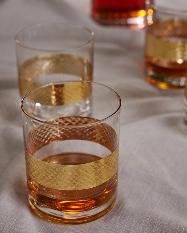 Verres à boisson à bande dorée