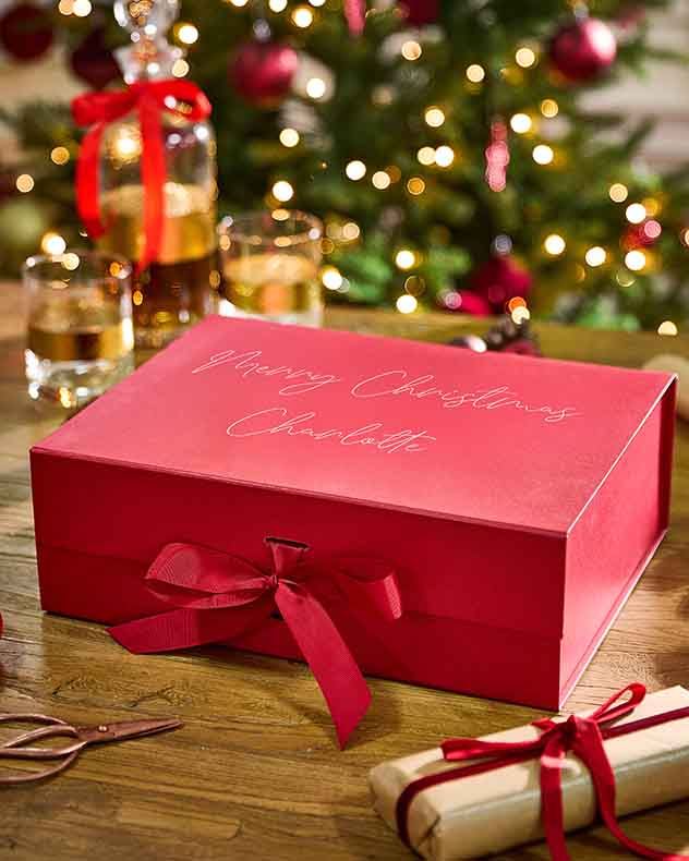 Collection de coffrets cadeaux rouges personnalisés