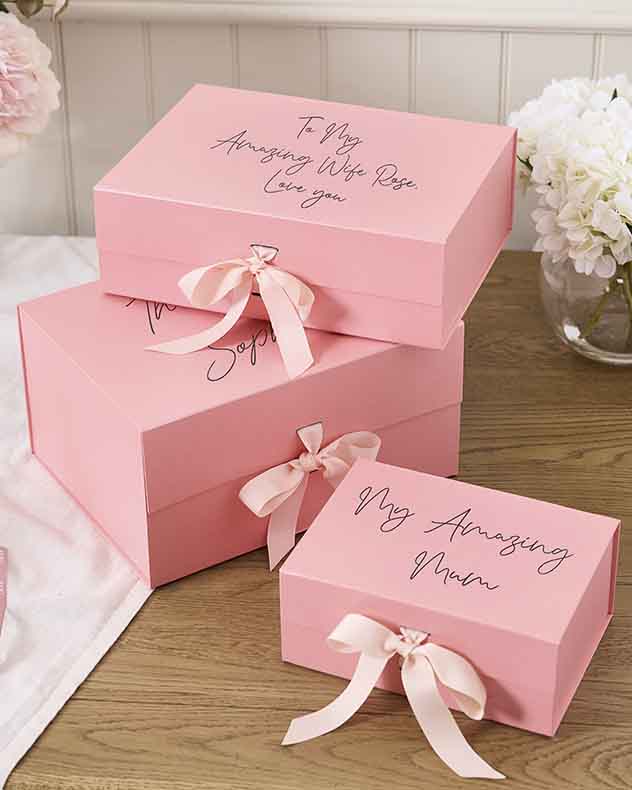 A5 Pink Reinforced card Gift Boxes - Personalised Pink Gift Box Collection