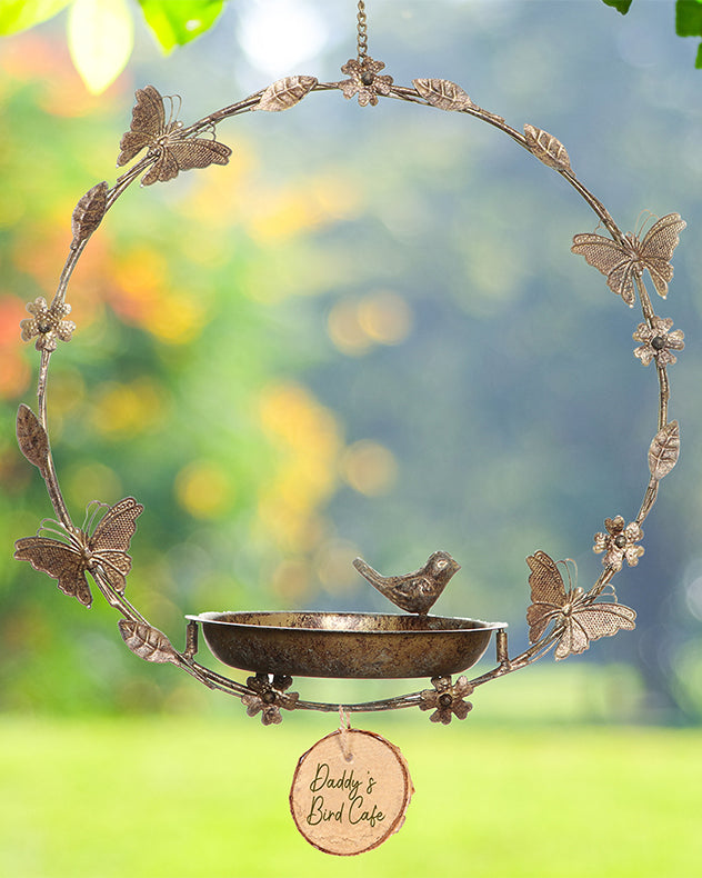 Personalised Round Hanging Butterfly Bird Feeder