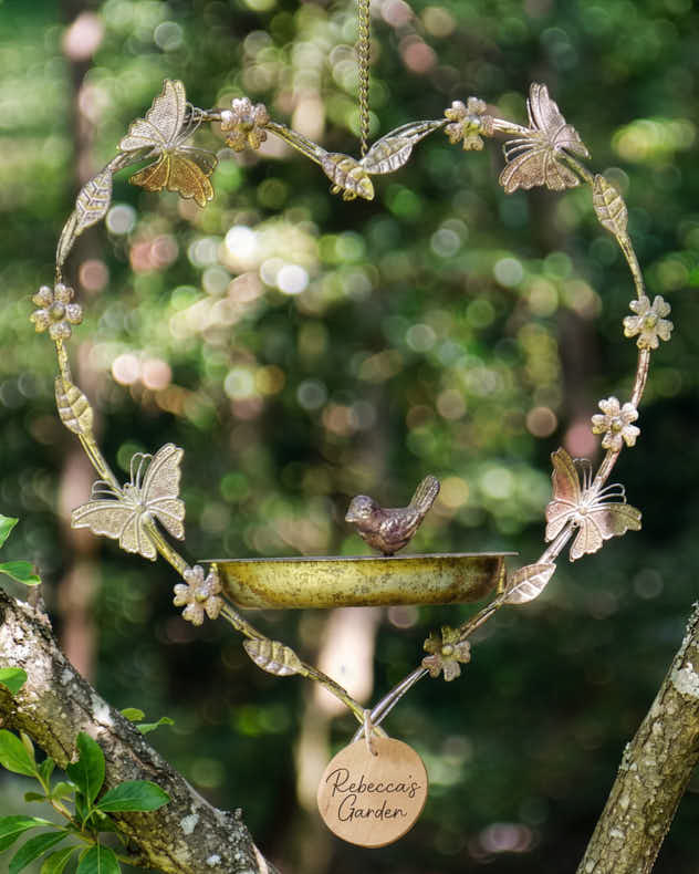 Bird Feeders - Personalised Brass Heart Bird Feeder