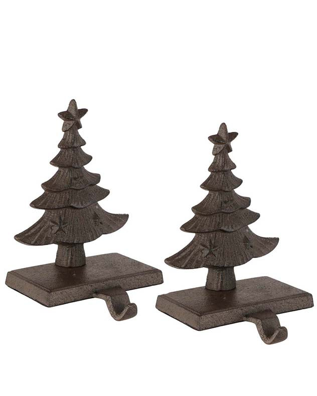 Cast Iron Antique Brown Christmas Tree Stocking Holder