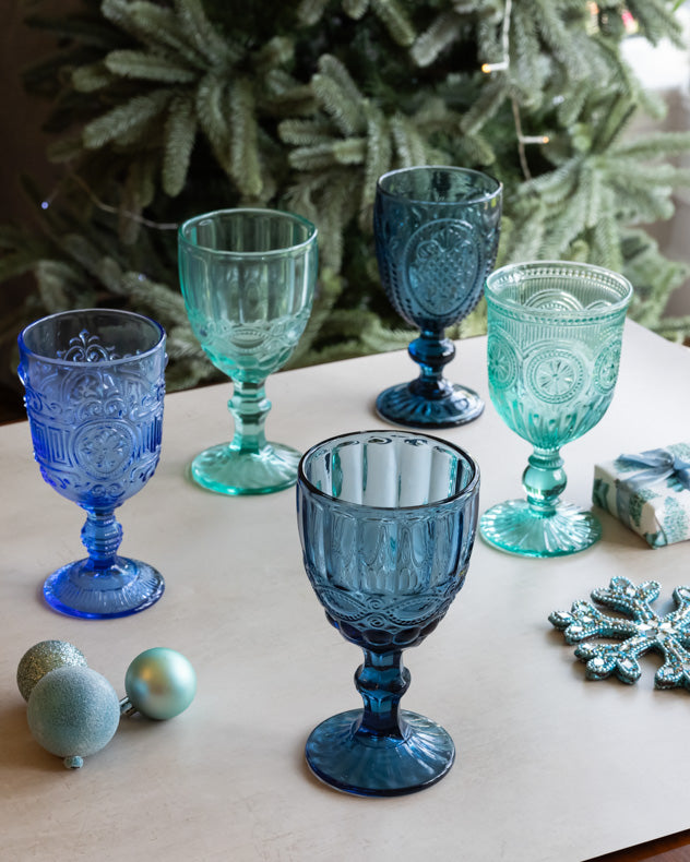 Moonlight Blue Mix and Match Wine Goblets