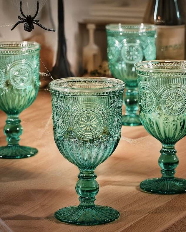 Halloween Spooky Turquoise Wine Goblets