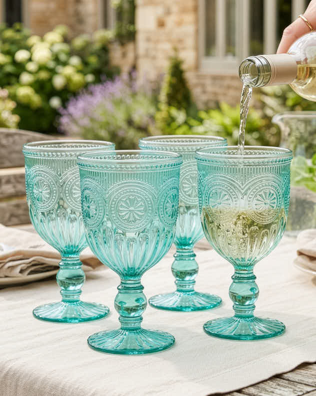 Single Turquoise Glass Wine Glasses - Parisian Turquoise Wine Goblet