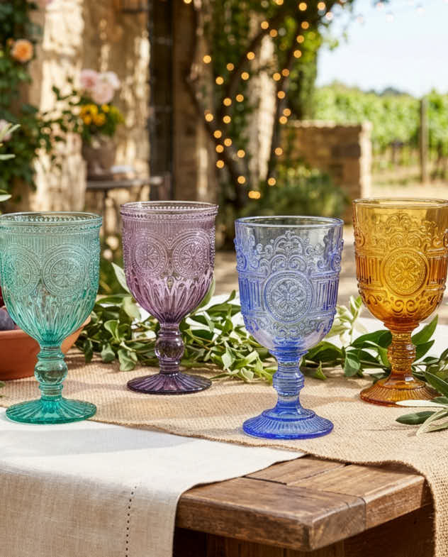 Set of 4 Coloured Wine Goblets