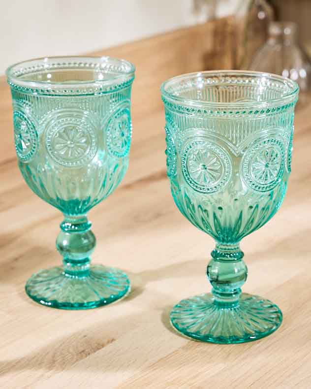 Verre à vin turquoise parisien
