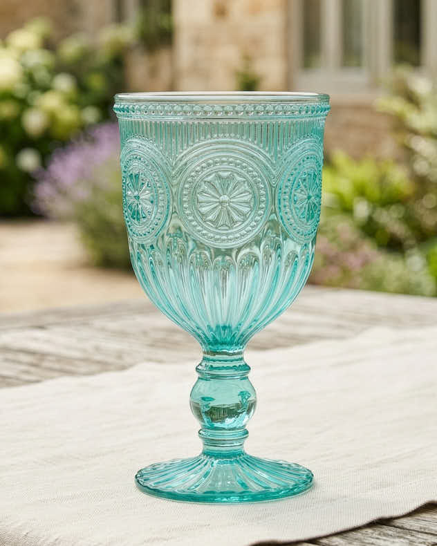 Wine Glasses Set of 2 - Parisian Turquoise Wine Goblet