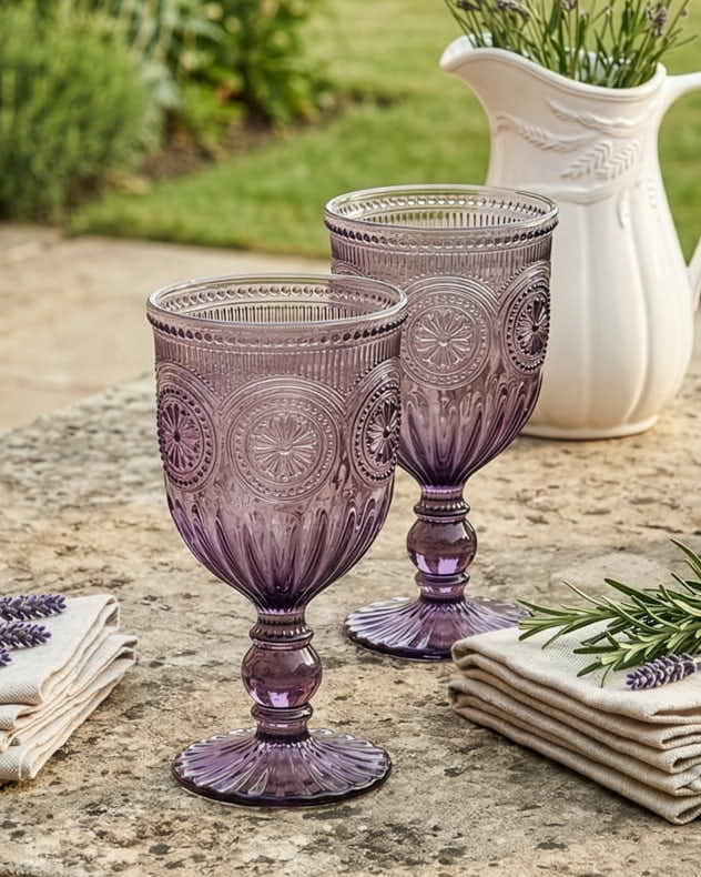 Wine Glasses Set of 2 - Parisian Purple Wine Goblet